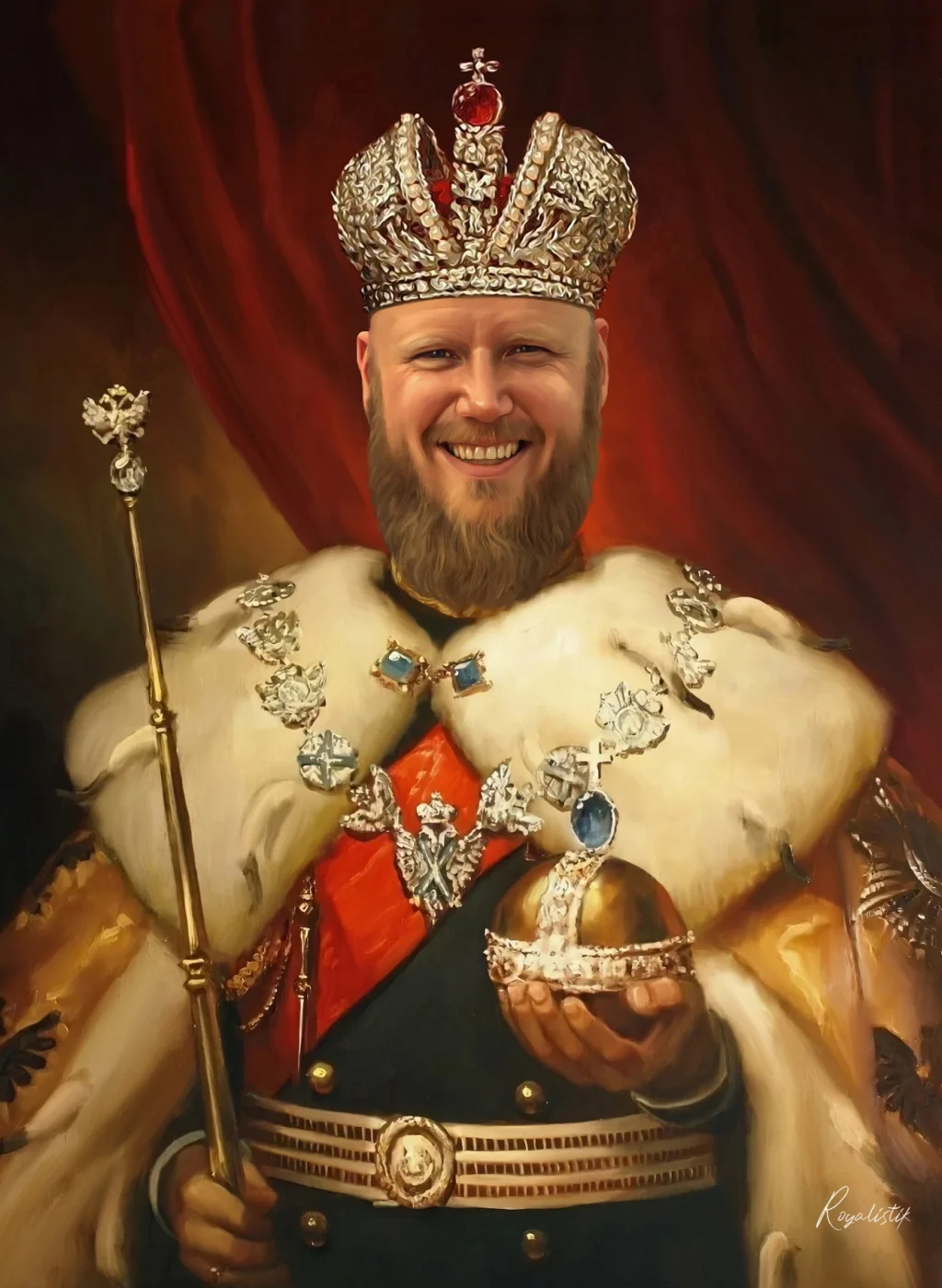 Personligt porträtt av pappa i kunglig stil