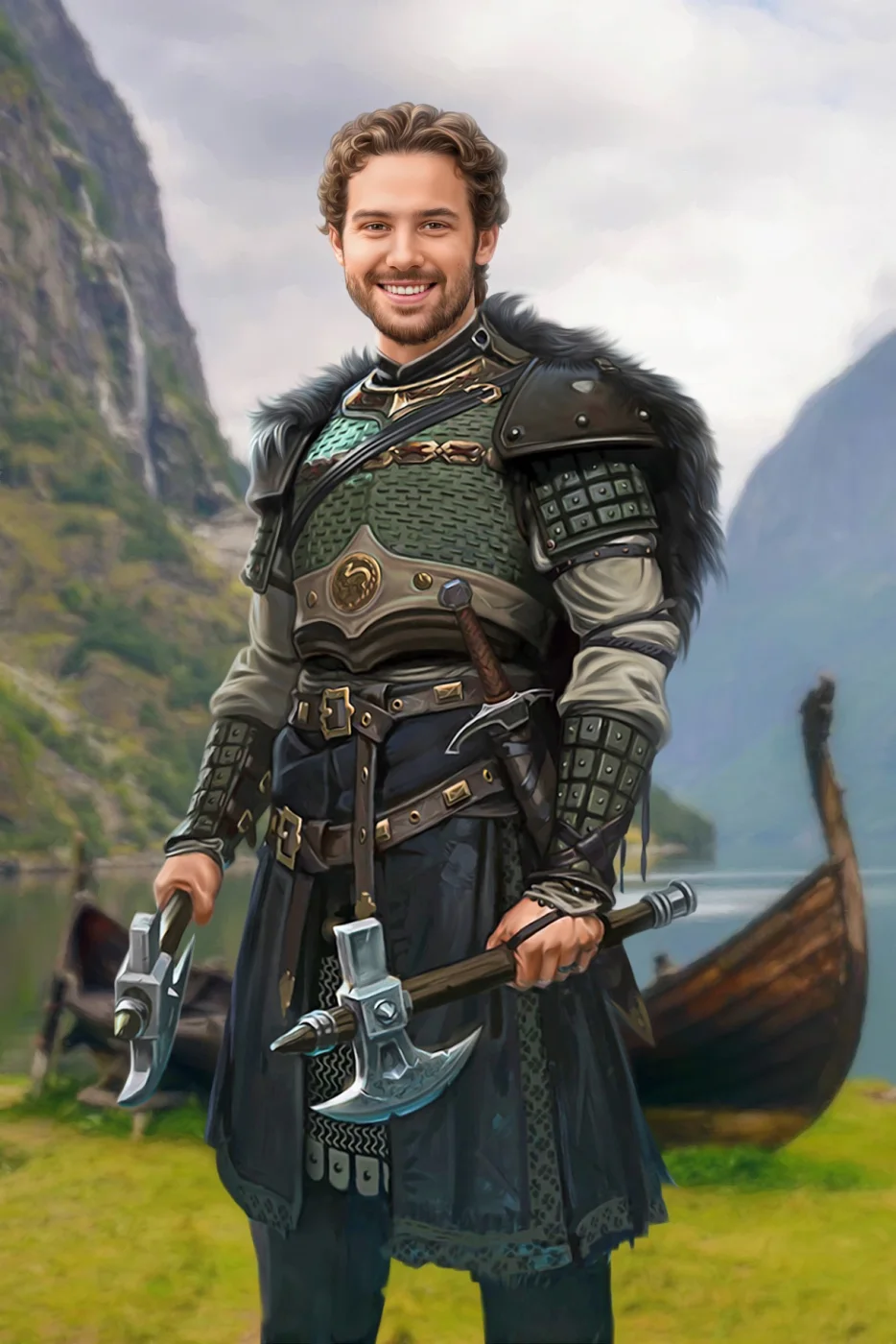 Personligt porträtt av pappa som viking